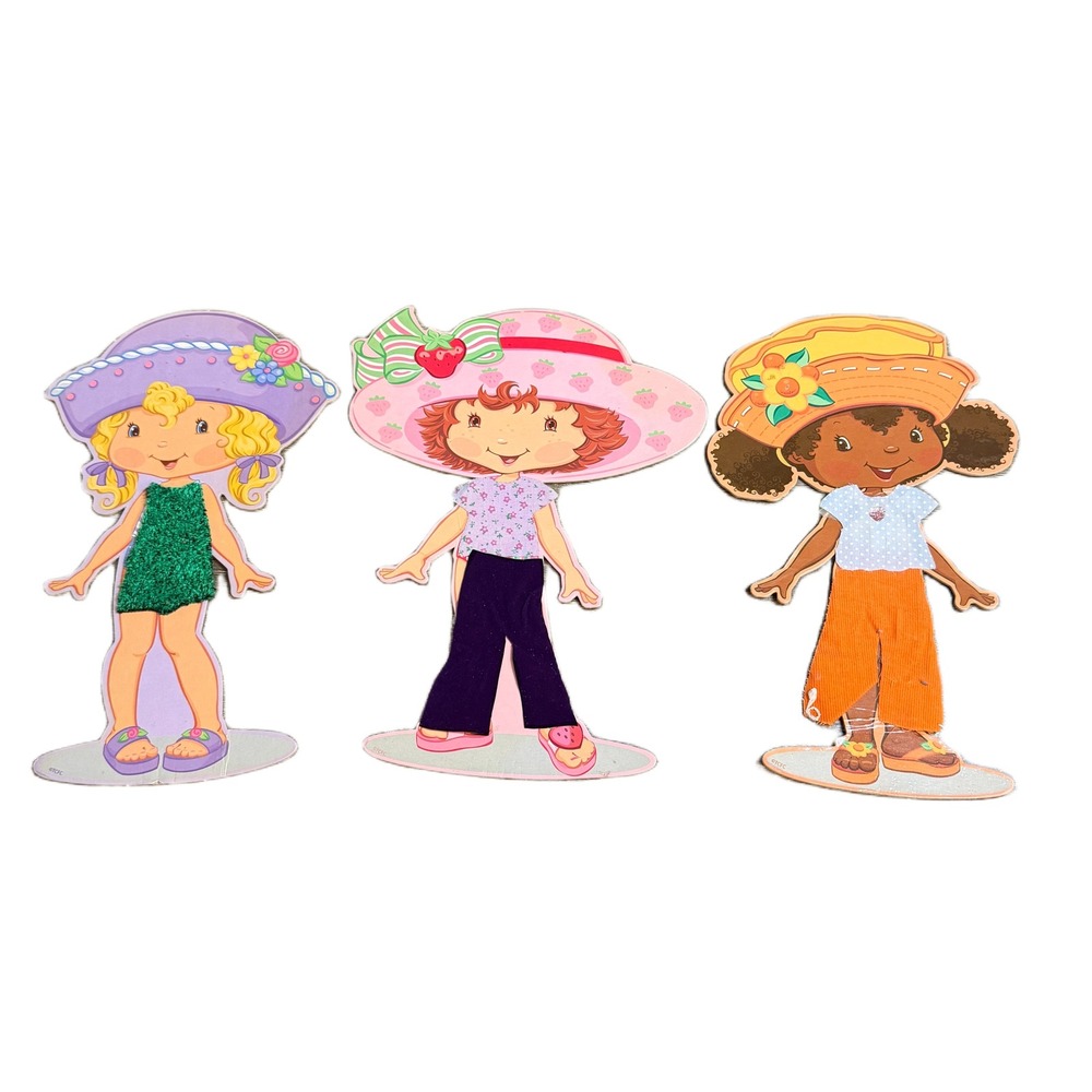 Vintage 2003 Strawberry Shortcake Angel Cake Orange Blossom Cardboard Dolls 3pc